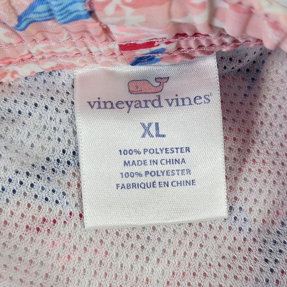 Vineyard Vines Men XL Pink Tarpon Fish Print Swim Trunks Mesh Lined Board Shorts